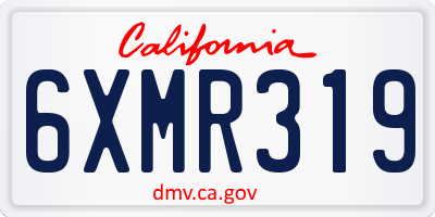 CA license plate 6XMR319