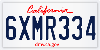 CA license plate 6XMR334