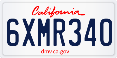 CA license plate 6XMR340