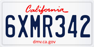 CA license plate 6XMR342