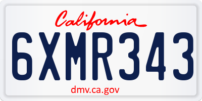 CA license plate 6XMR343