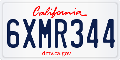 CA license plate 6XMR344