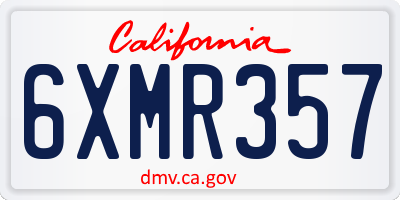 CA license plate 6XMR357