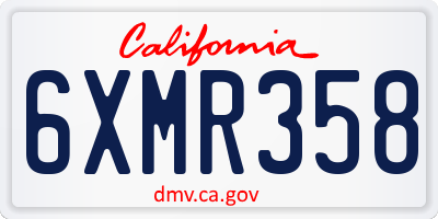 CA license plate 6XMR358