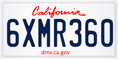 CA license plate 6XMR360