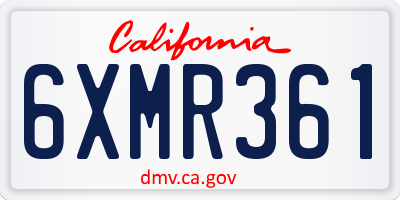 CA license plate 6XMR361
