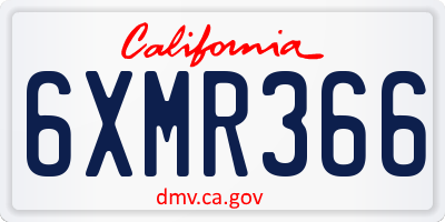 CA license plate 6XMR366