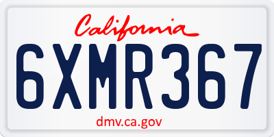 CA license plate 6XMR367