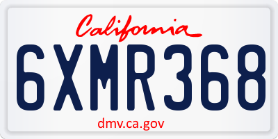 CA license plate 6XMR368