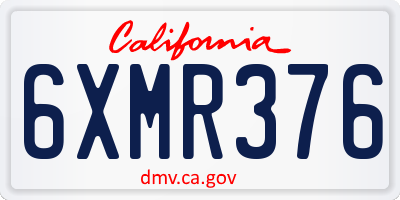 CA license plate 6XMR376