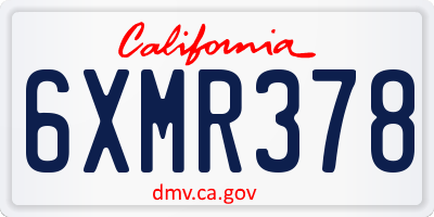CA license plate 6XMR378