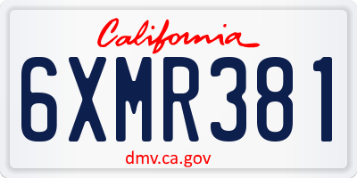 CA license plate 6XMR381