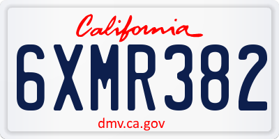 CA license plate 6XMR382