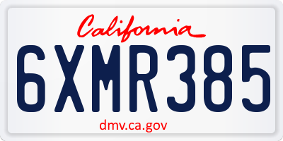 CA license plate 6XMR385