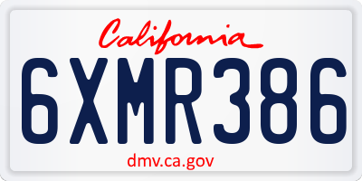 CA license plate 6XMR386