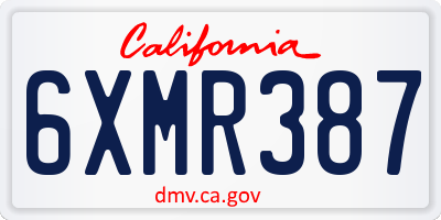 CA license plate 6XMR387