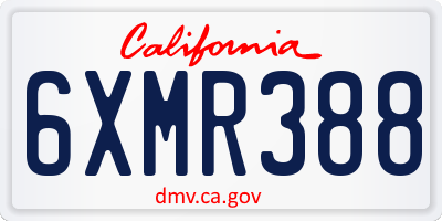 CA license plate 6XMR388