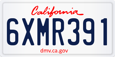 CA license plate 6XMR391