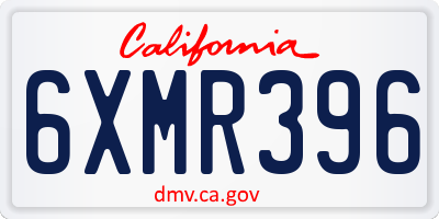 CA license plate 6XMR396
