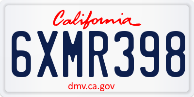 CA license plate 6XMR398