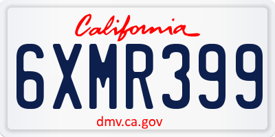 CA license plate 6XMR399
