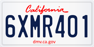 CA license plate 6XMR401