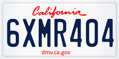 CA license plate 6XMR404