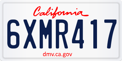 CA license plate 6XMR417