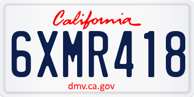 CA license plate 6XMR418