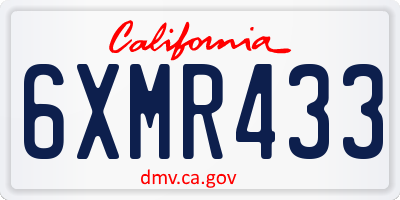 CA license plate 6XMR433