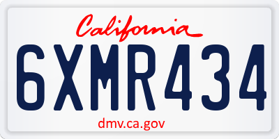 CA license plate 6XMR434