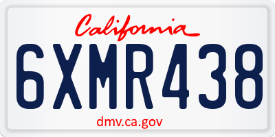 CA license plate 6XMR438