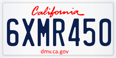 CA license plate 6XMR450