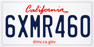 CA license plate 6XMR460