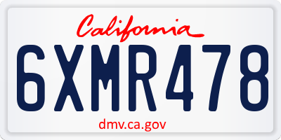 CA license plate 6XMR478