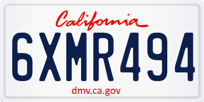 CA license plate 6XMR494