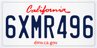 CA license plate 6XMR496