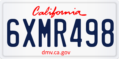 CA license plate 6XMR498