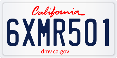 CA license plate 6XMR501