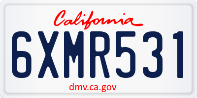 CA license plate 6XMR531
