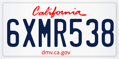 CA license plate 6XMR538
