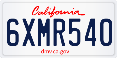 CA license plate 6XMR540