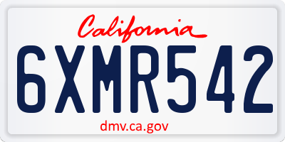 CA license plate 6XMR542