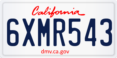 CA license plate 6XMR543