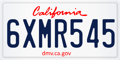 CA license plate 6XMR545