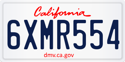 CA license plate 6XMR554