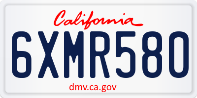 CA license plate 6XMR580