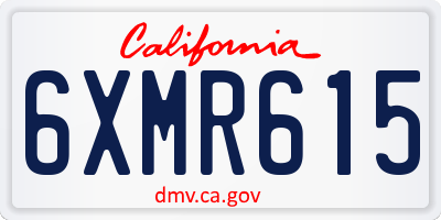 CA license plate 6XMR615
