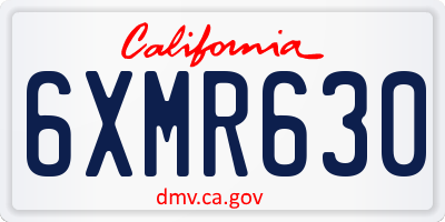 CA license plate 6XMR630