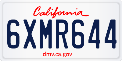 CA license plate 6XMR644